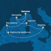 Italy, France, Corsica (France), Balearic Islands, Spain