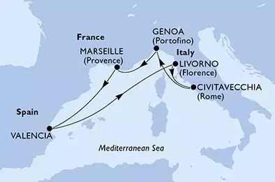 Valencia,Livorno,Civitavecchia,Genoa,Marseille,Valencia