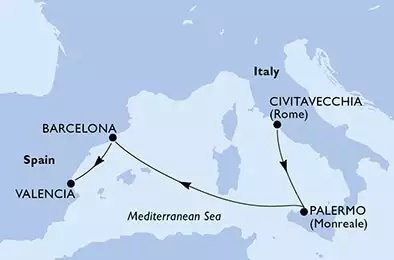 Civitavecchia,Palermo,Barcelona,Valencia