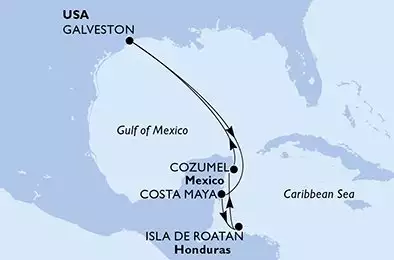 Galveston,Costa Maya,Isla de Roatan,Cozumel,Galveston