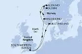 Southampton,Haugesund,Olden,Alesund,Kristiansand,Southampton