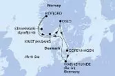 Oslo,Copenhagen,Warnemunde,Stavanger,Eidfjord,Kristiansand,Oslo