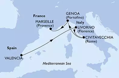 Valencia,Livorno,Civitavecchia,Genoa,Marseille