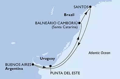 Buenos Aires,Punta Del Este,Balneario Camboriu,Santos,Buenos Aires