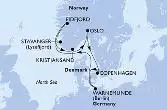 Warnemunde,Stavanger,Eidfjord,Kristiansand,Oslo,Copenhagen,Warnemunde