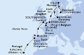 Funchal,Vigo,Gijon,Southampton,Le Havre,Zeebrugge,Copenhagen,Oslo,Hamburg