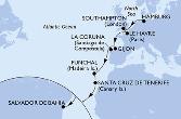 Hamburg,Southampton,Le Havre,Gijon,La Coruna,Funchal,Santa Cruz de Tenerife,Salvador