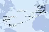 Port Canaveral,Miami,San Juan,Funchal,Barcelona,Cannes,Genoa,La Spezia,Civitavecchia